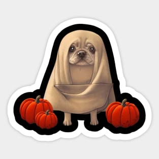 Spooky Halloween American Bulldog Puppy in Cheesecloth Funny Halloween Season Sticker